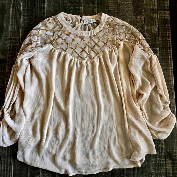 Hayden Gold Sheer Oversized Blouse Size S - Picture 1 of 7